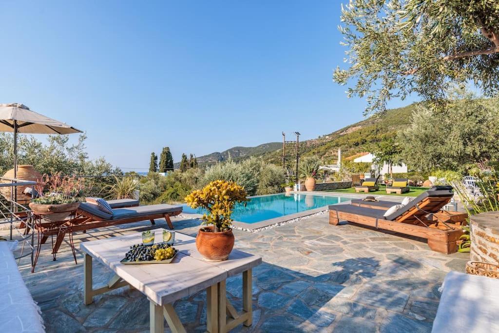 Skopelos Blue Heaven Pool Villa In Olive Grove Exteriér fotografie