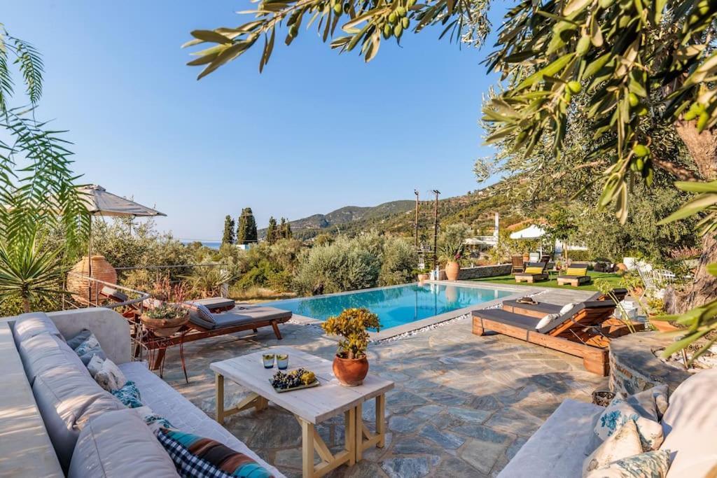 Skopelos Blue Heaven Pool Villa In Olive Grove Exteriér fotografie
